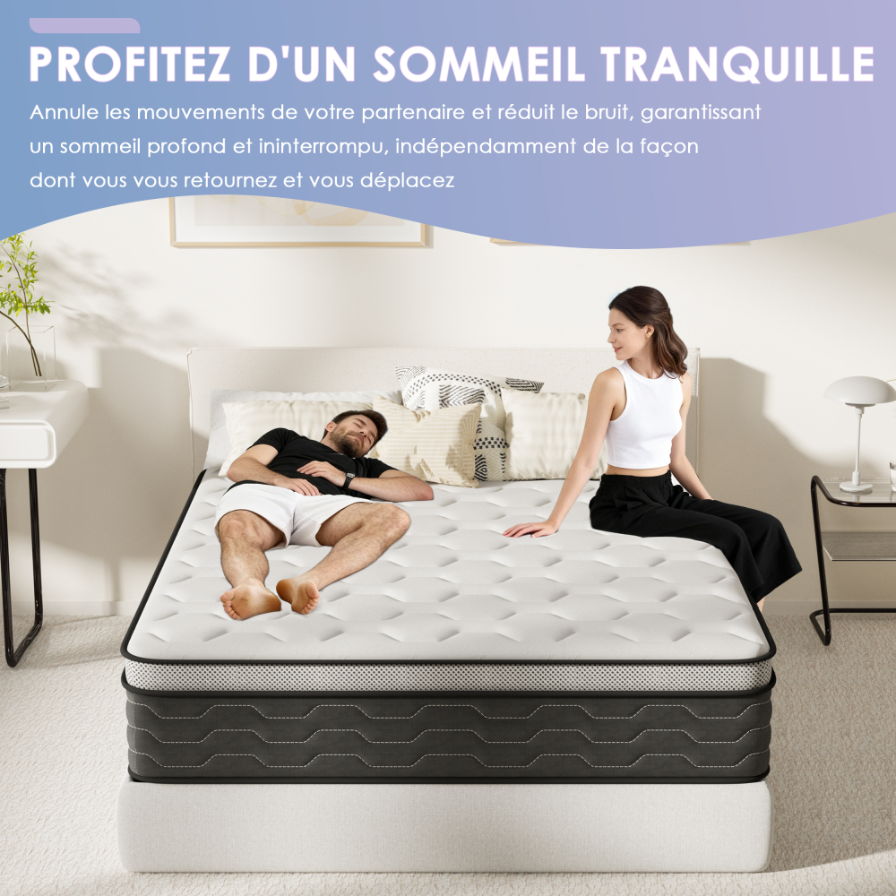DEWINNER 7-Zone Pocket Spring Memory Foam Mattress, Firm Support & Motion Isolation