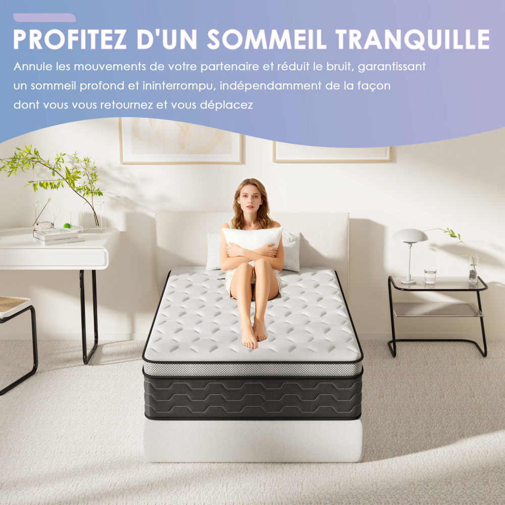 DEWINNER 7-Zone Pocket Spring Memory Foam Mattress, Firm Support & Motion Isolation