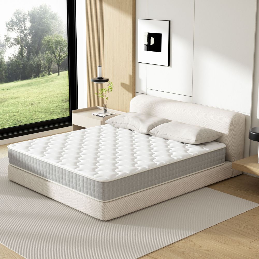 DEWINNER 20cm Thick 7-Zone Pocket Spring Memory Foam Mattress, Firm Support & Motion Isolation