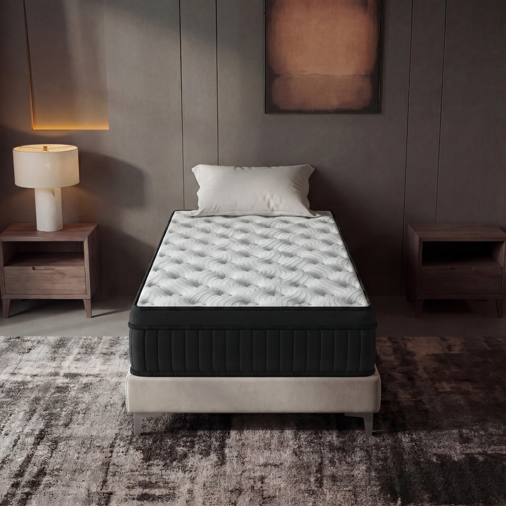 DEWINNER Matelas Épaisseur 25 cm blanc | Hybride Mousse & Ressorts Ensachés | Memoire de Forme | Isolation des Mouvements | 7 Zones de Confort | Durable & Respirant | Moyen-Ferme | Certifié Oeko-TEX