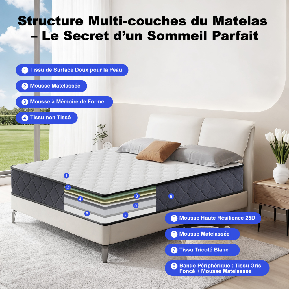 DEWINNER Mattress | Memory Foam Mattress | High Density | Medium Firmness | Single Mattress | Soft and Breathable | CertiPUR-US and Oeko-TEX