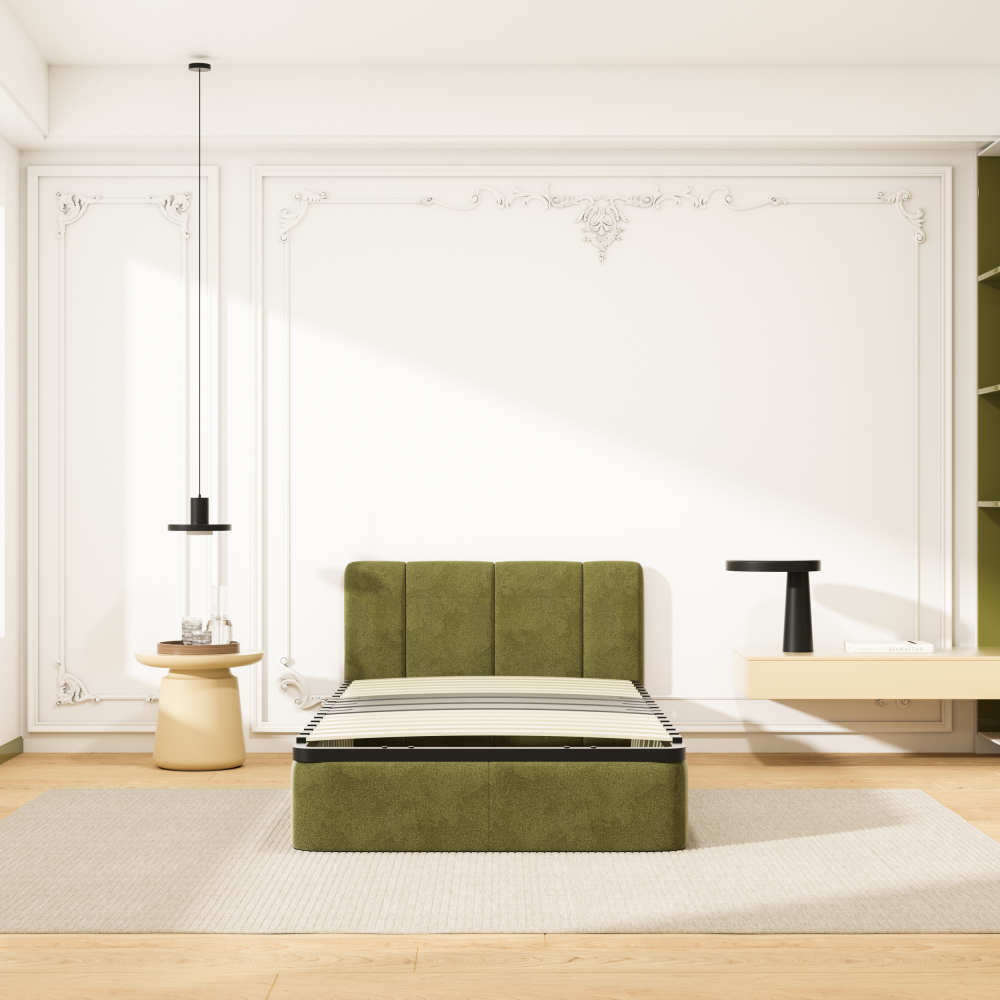 DEWINNER Poplar Slatted Bed Base | Black Reinforced Frame, Tool-Free Assembly, Boxspring Compatible