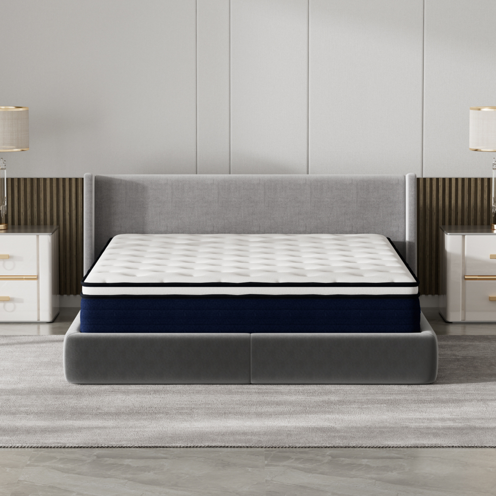 TEENO Matelas à Ressorts ensachés, Matelas à Ressorts ensachés 7 Zones, Trois Faces, Douceur Moyenne, Confort et respirabilité, Anti-bactérien et Anti-acarien