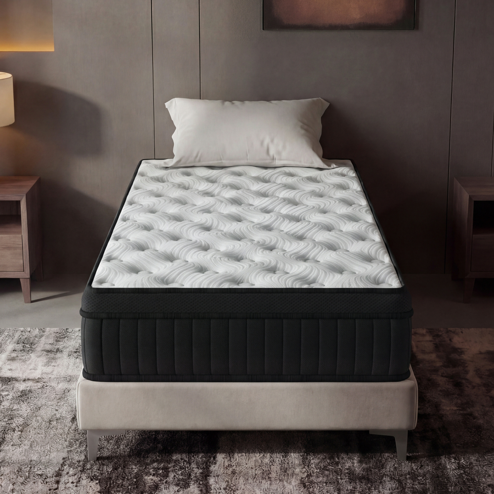 DEWINNER Matelas Épaisseur 25 cm blanc | Hybride Mousse & Ressorts Ensachés | Memoire de Forme | Isolation des Mouvements | 7 Zones de Confort | Durable & Respirant | Moyen-Ferme | Certifié Oeko-TEX