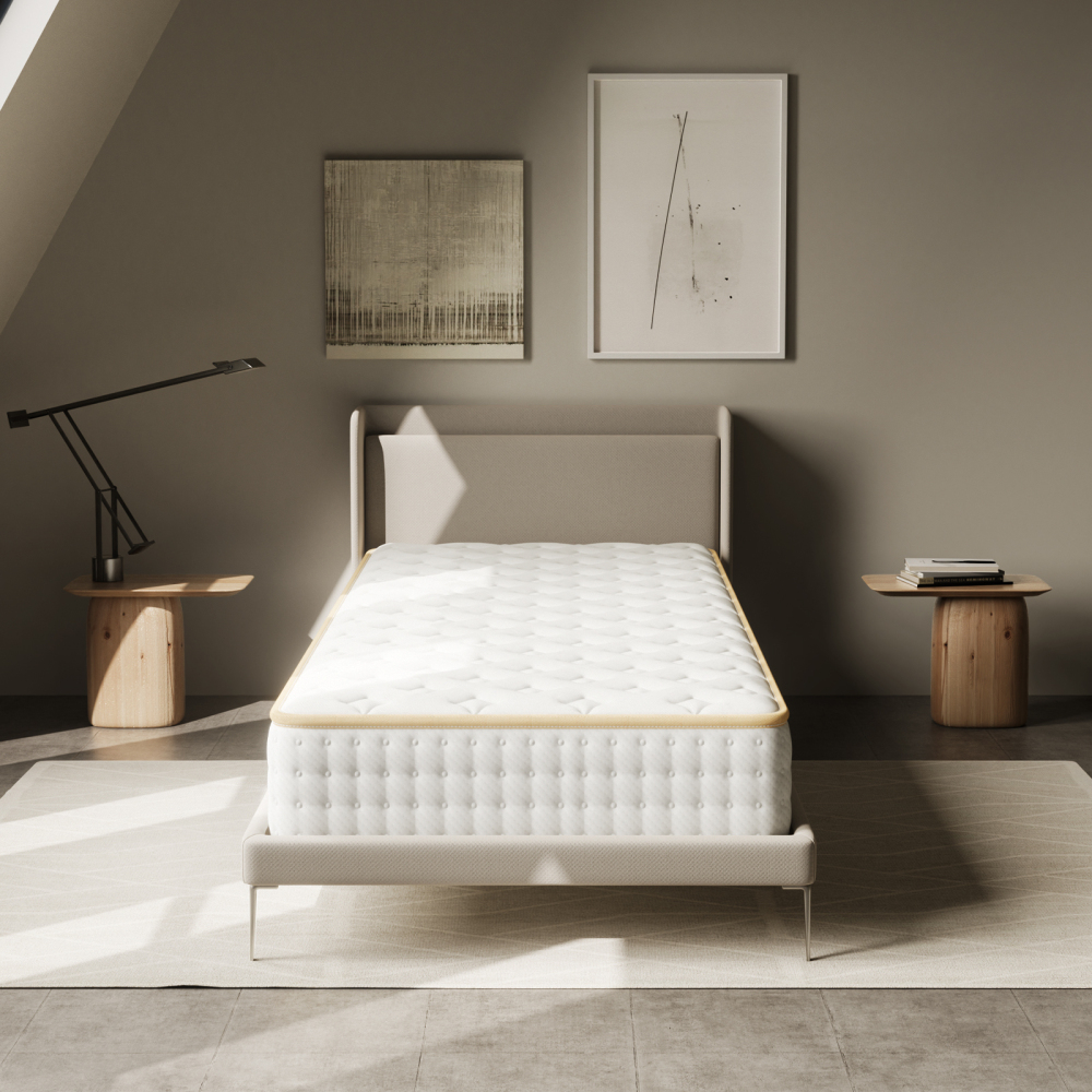Matelas Mousse 18 cm et Mousse A Mémoire Matelas,Parfait Soutien Haute Resilience Ultra Respirante, Réversible à Deux Faces