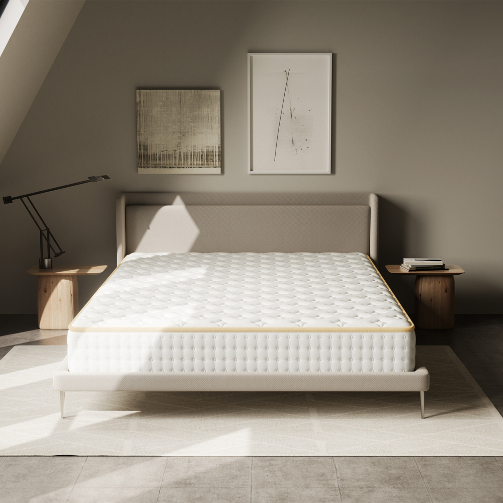 Matelas Mousse 18 cm et Mousse A Mémoire Matelas,Parfait Soutien Haute Resilience Ultra Respirante, Réversible à Deux Faces