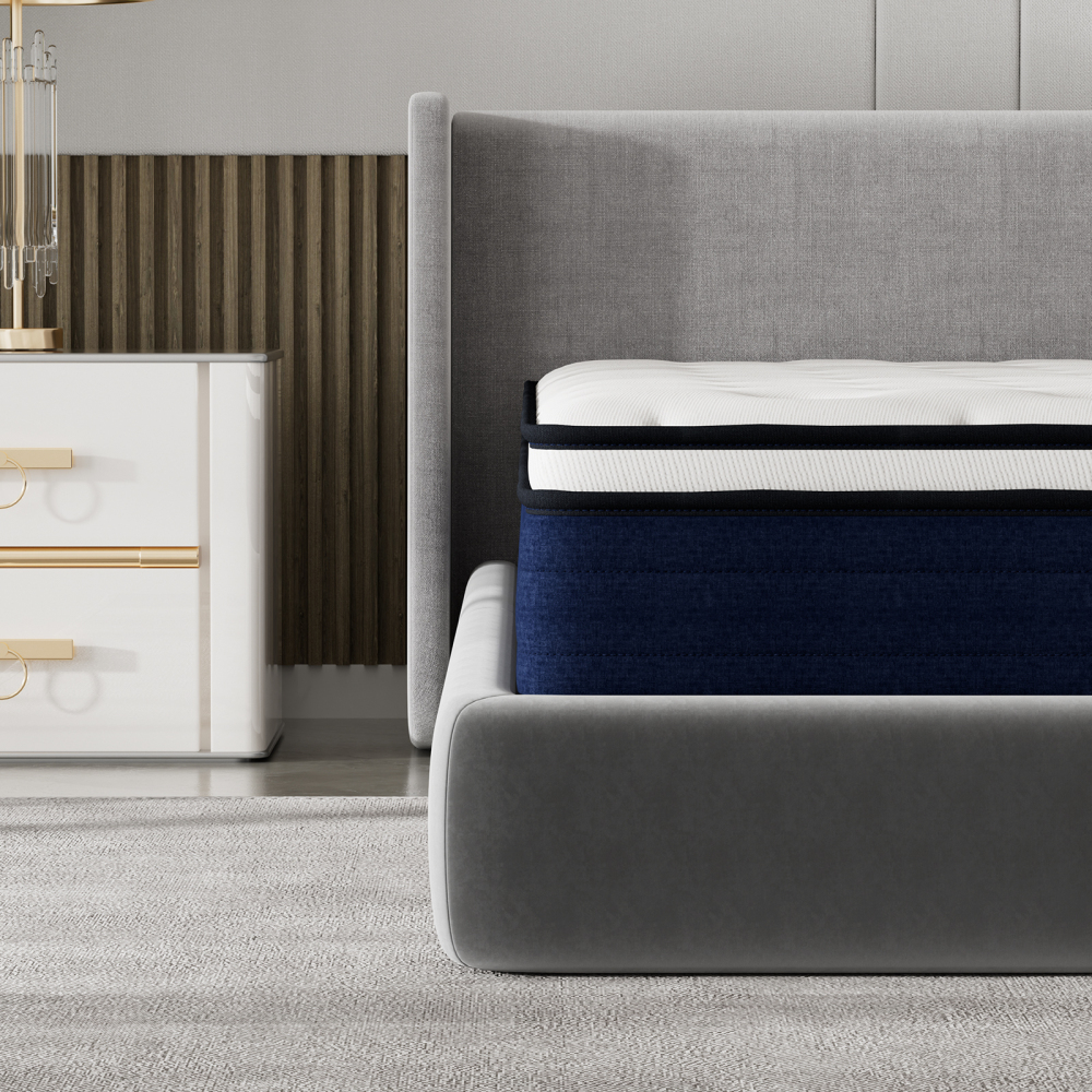 TEENO Matelas à Ressorts ensachés, Matelas à Ressorts ensachés 7 Zones, Trois Faces, Douceur Moyenne, Confort et respirabilité, Anti-bactérien et Anti-acarien