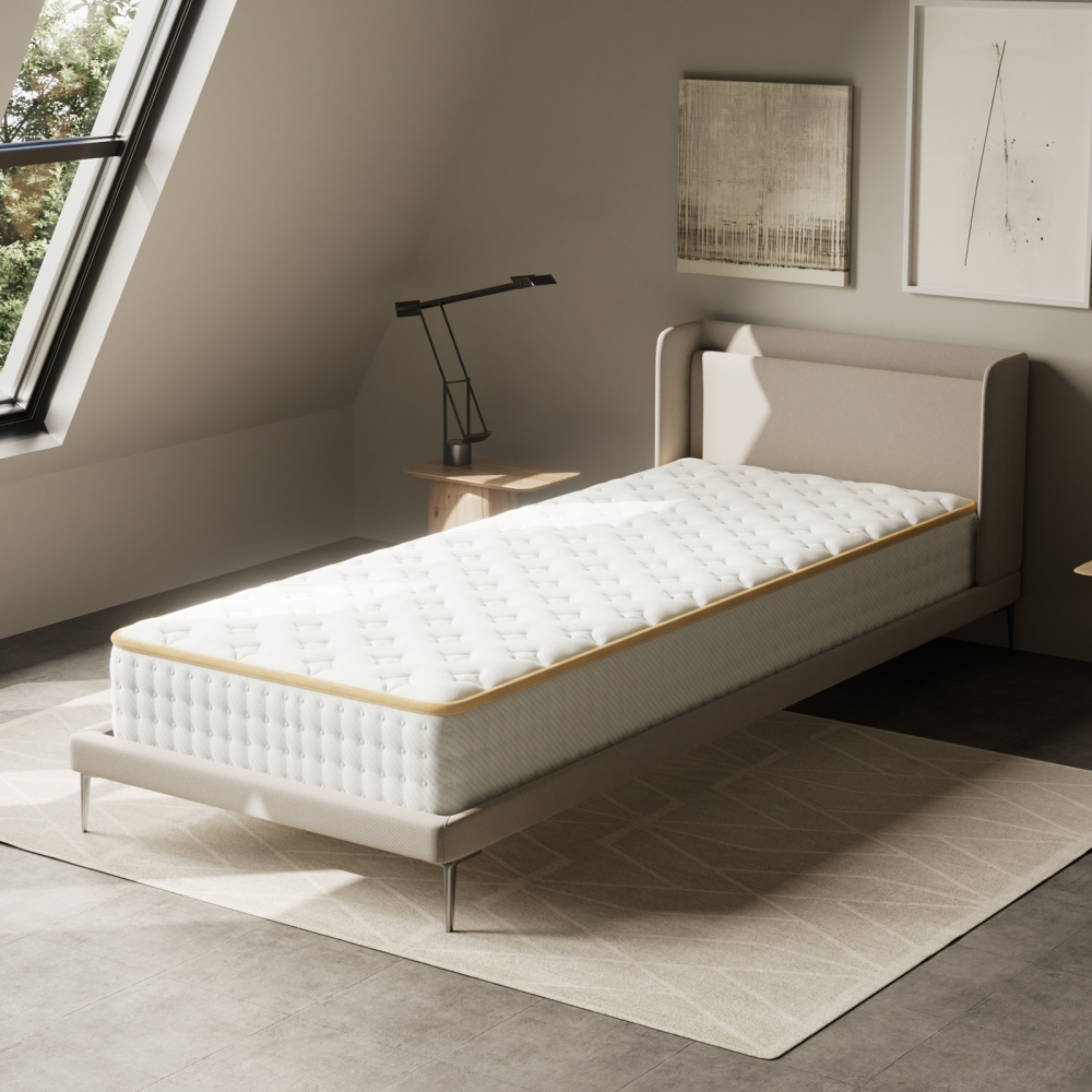 Matelas Mousse 18 cm et Mousse A Mémoire Matelas,Parfait Soutien Haute Resilience Ultra Respirante, Réversible à Deux Faces