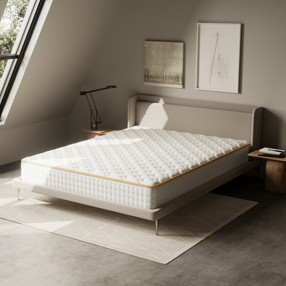 Matelas Mousse 18 cm et Mousse A Mémoire Matelas,Parfait Soutien Haute Resilience Ultra Respirante, Réversible à Deux Faces
