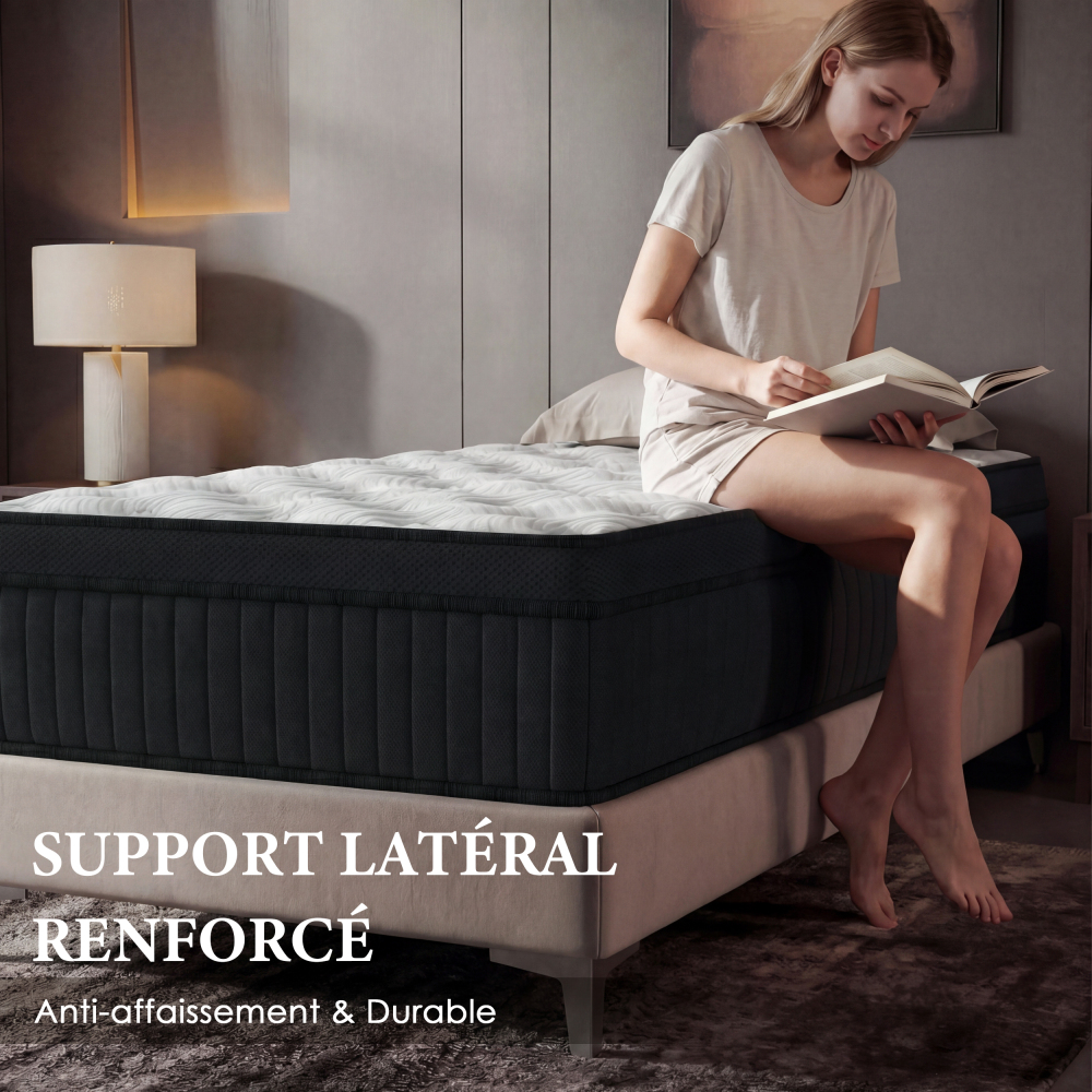 DEWINNER Matelas Épaisseur 25 cm blanc | Hybride Mousse & Ressorts Ensachés | Memoire de Forme | Isolation des Mouvements | 7 Zones de Confort | Durable & Respirant | Moyen-Ferme | Certifié Oeko-TEX