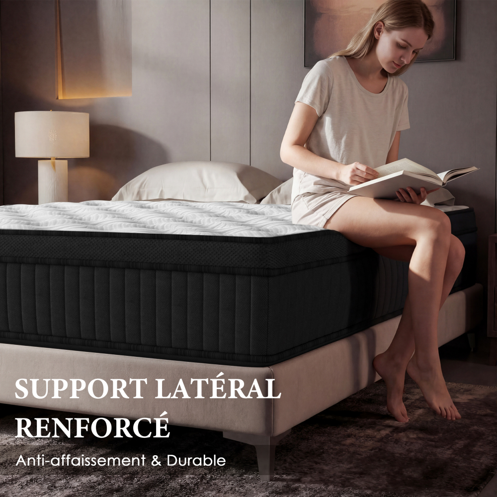 DEWINNER Matelas Épaisseur 25 cm blanc | Hybride Mousse & Ressorts Ensachés | Memoire de Forme | Isolation des Mouvements | 7 Zones de Confort | Durable & Respirant | Moyen-Ferme | Certifié Oeko-TEX
