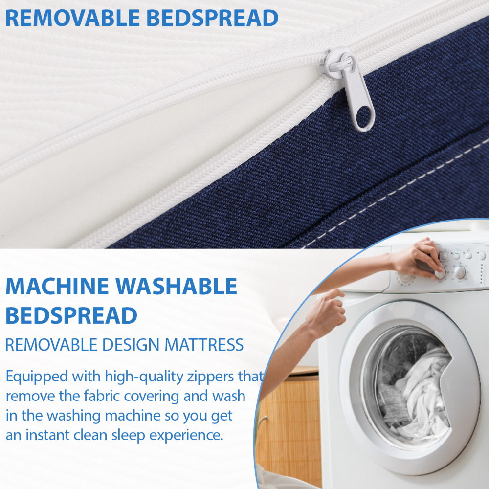 DEWINNER Triple Folding Mattress, Versatile Guest Mattress, 15cm Thick Foam, Removable and Machine-Washable Cover, Carrying Handle for Easy Transport