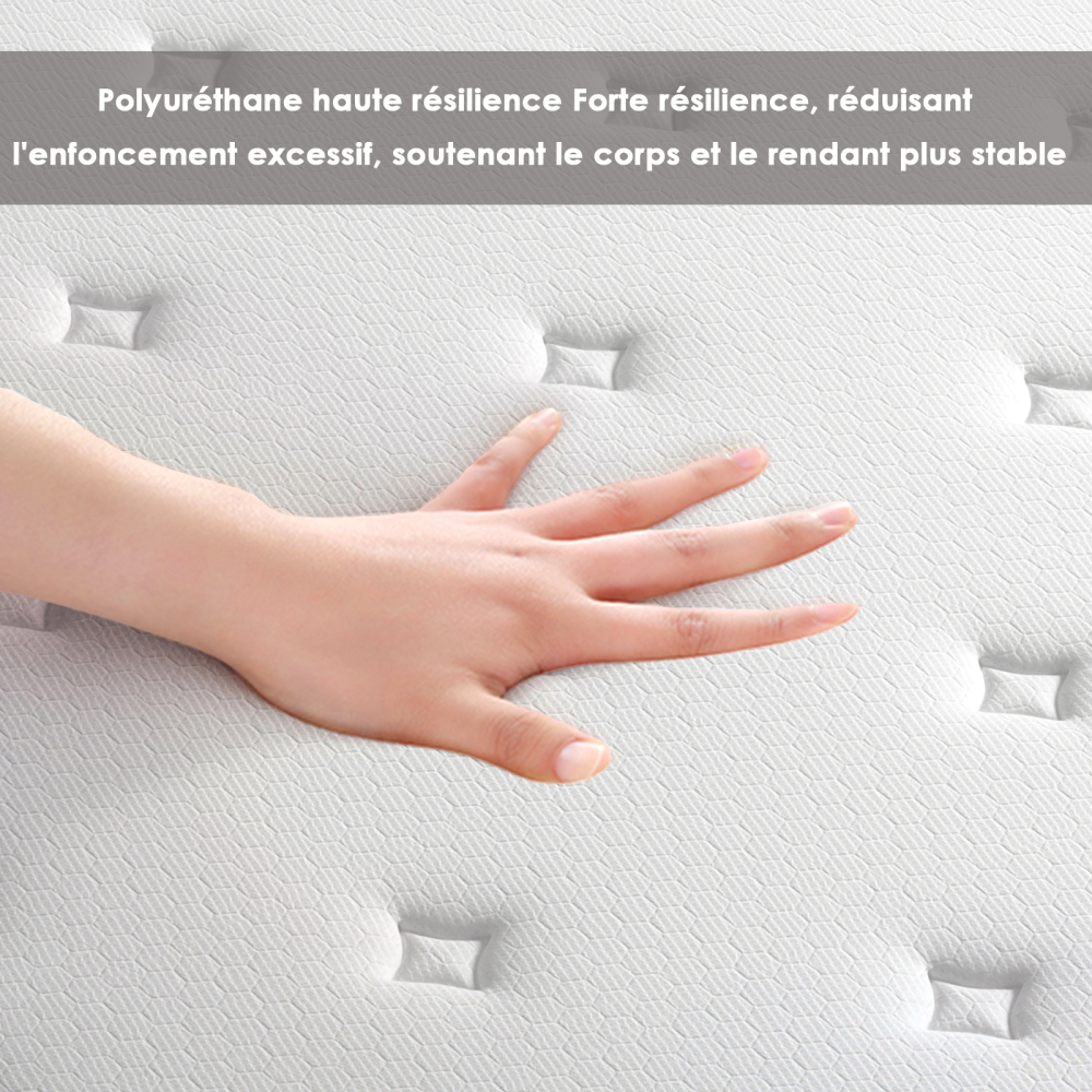 Mattress & Bed Base Set | Pocket Spring Mattress + Sturdy Metal Bed Frame with 6 Legs, Complete Bed,  High Resilience & Breathable