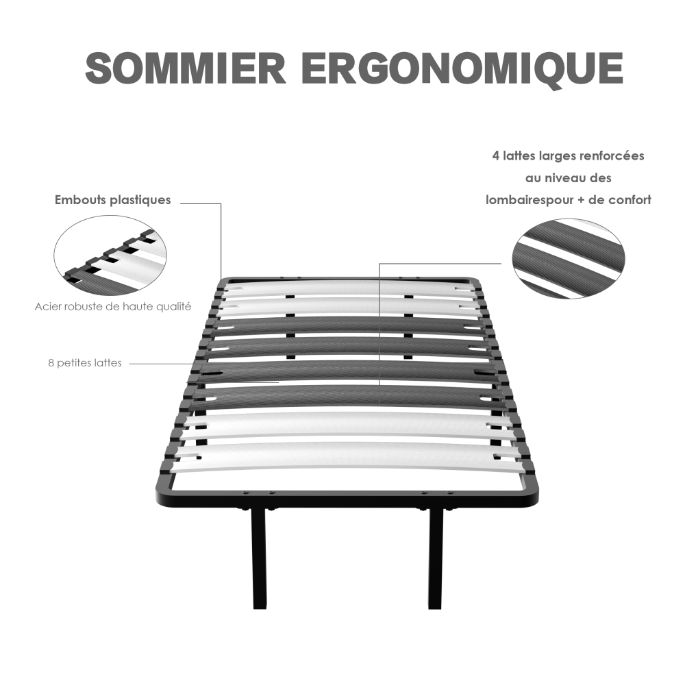 DEWINNER - Bed base | Slatted bed base for adults | Optimal stability | Ergonomic |  Wide slats 150 mm