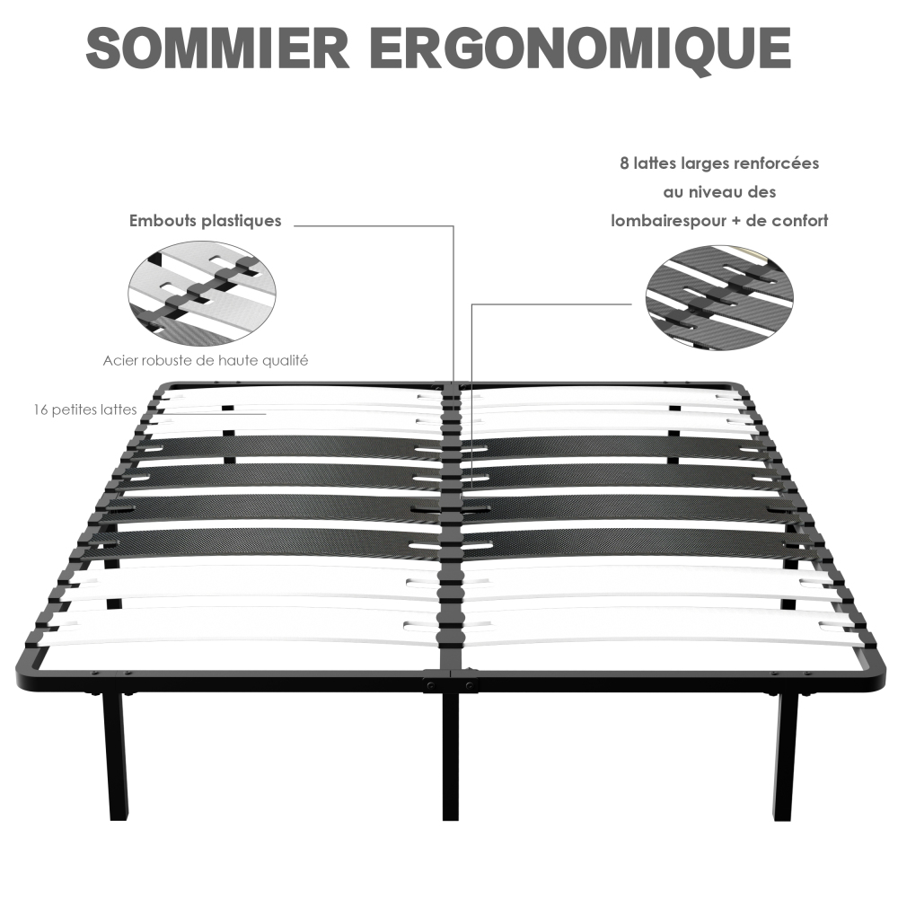 DEWINNER - Bed base | Slatted bed base for adults | Optimal stability | Ergonomic |  Wide slats 150 mm