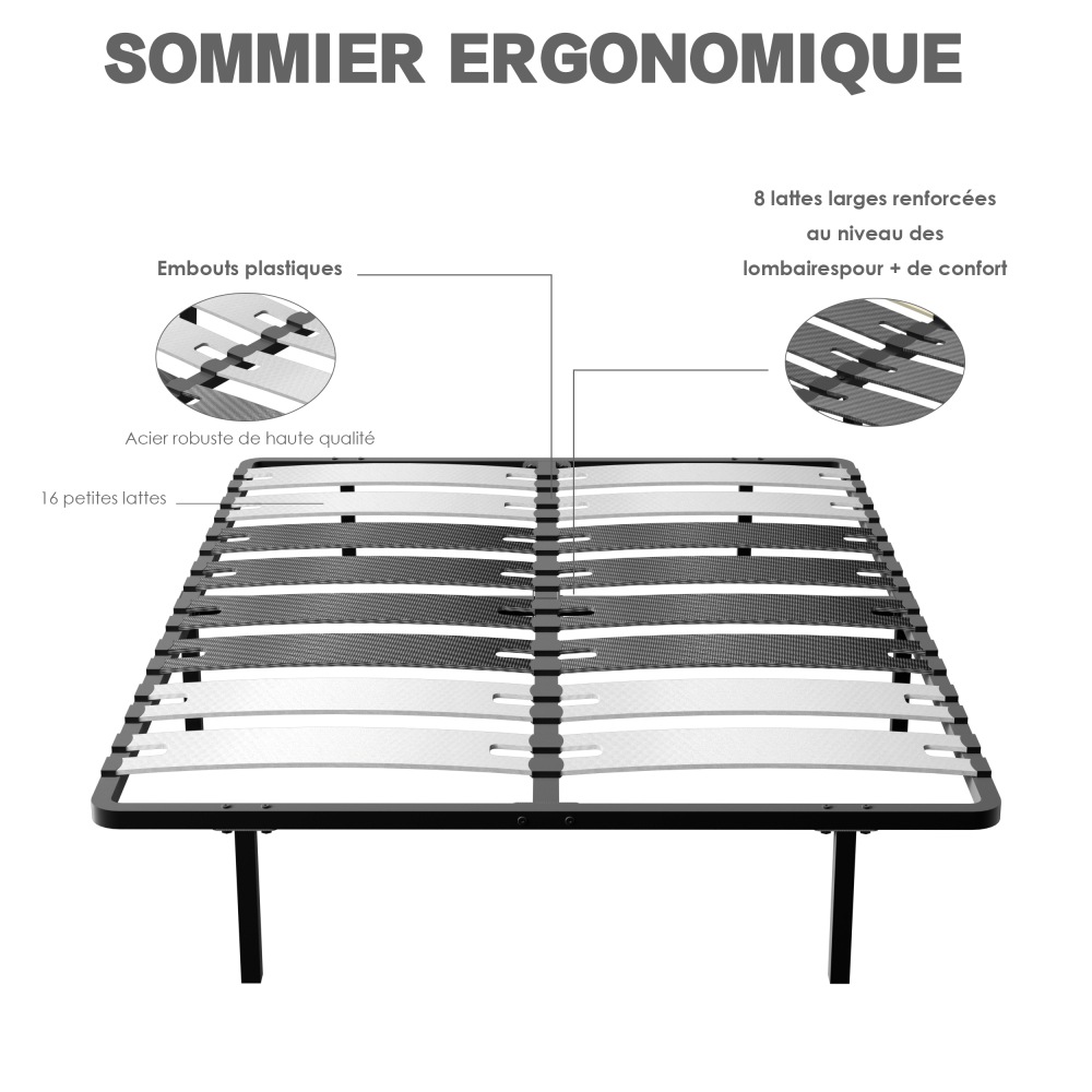 DEWINNER - Bed base | Slatted bed base for adults | Optimal stability | Ergonomic |  Wide slats 150 mm