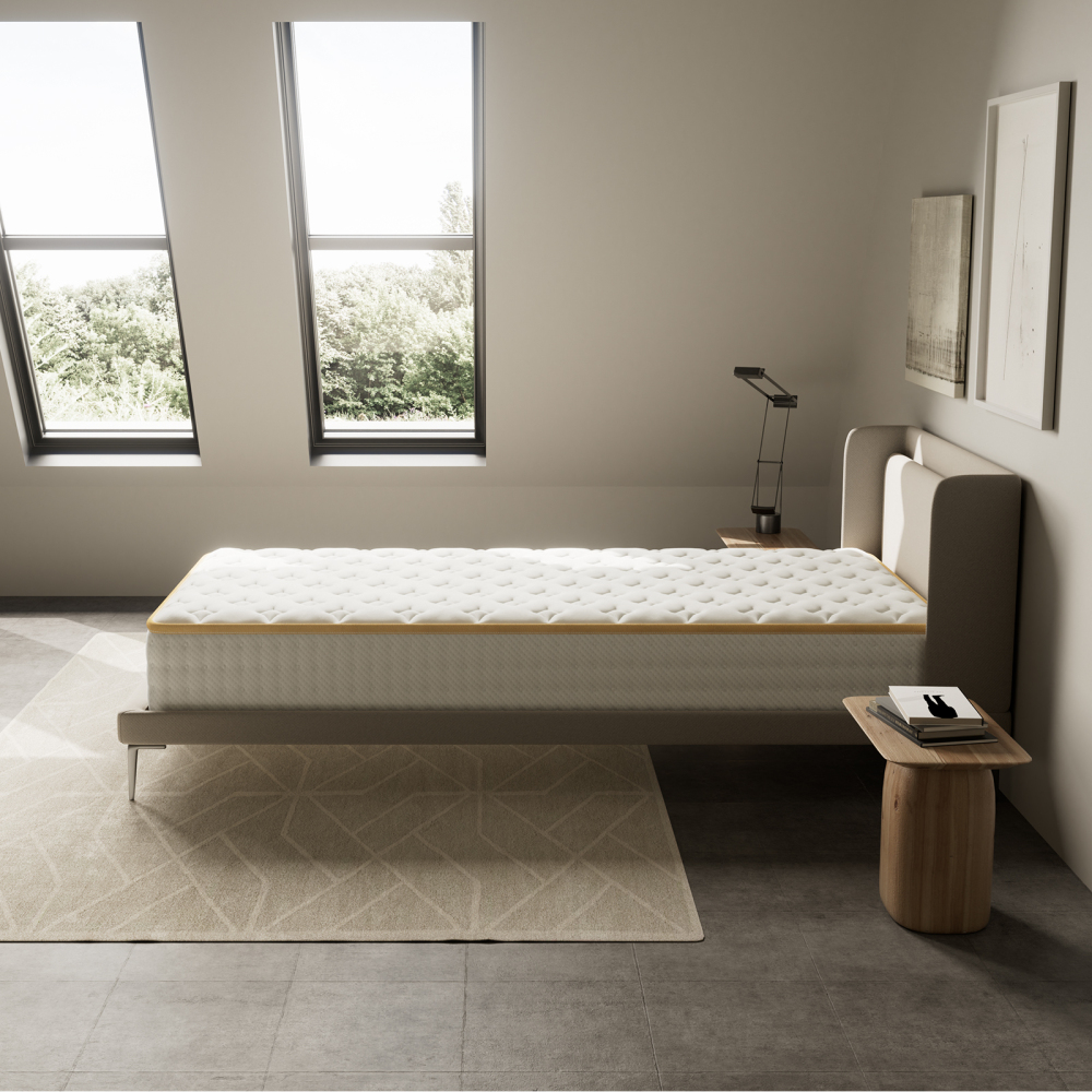 Matelas Mousse 18 cm et Mousse A Mémoire Matelas,Parfait Soutien Haute Resilience Ultra Respirante, Réversible à Deux Faces