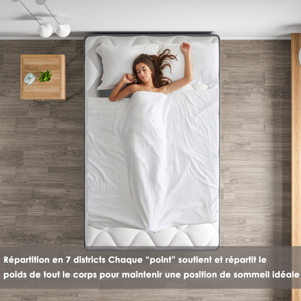 Mattress & Bed Base Set | Pocket Spring Mattress + Sturdy Metal Bed Frame with 6 Legs, Complete Bed,  High Resilience & Breathable