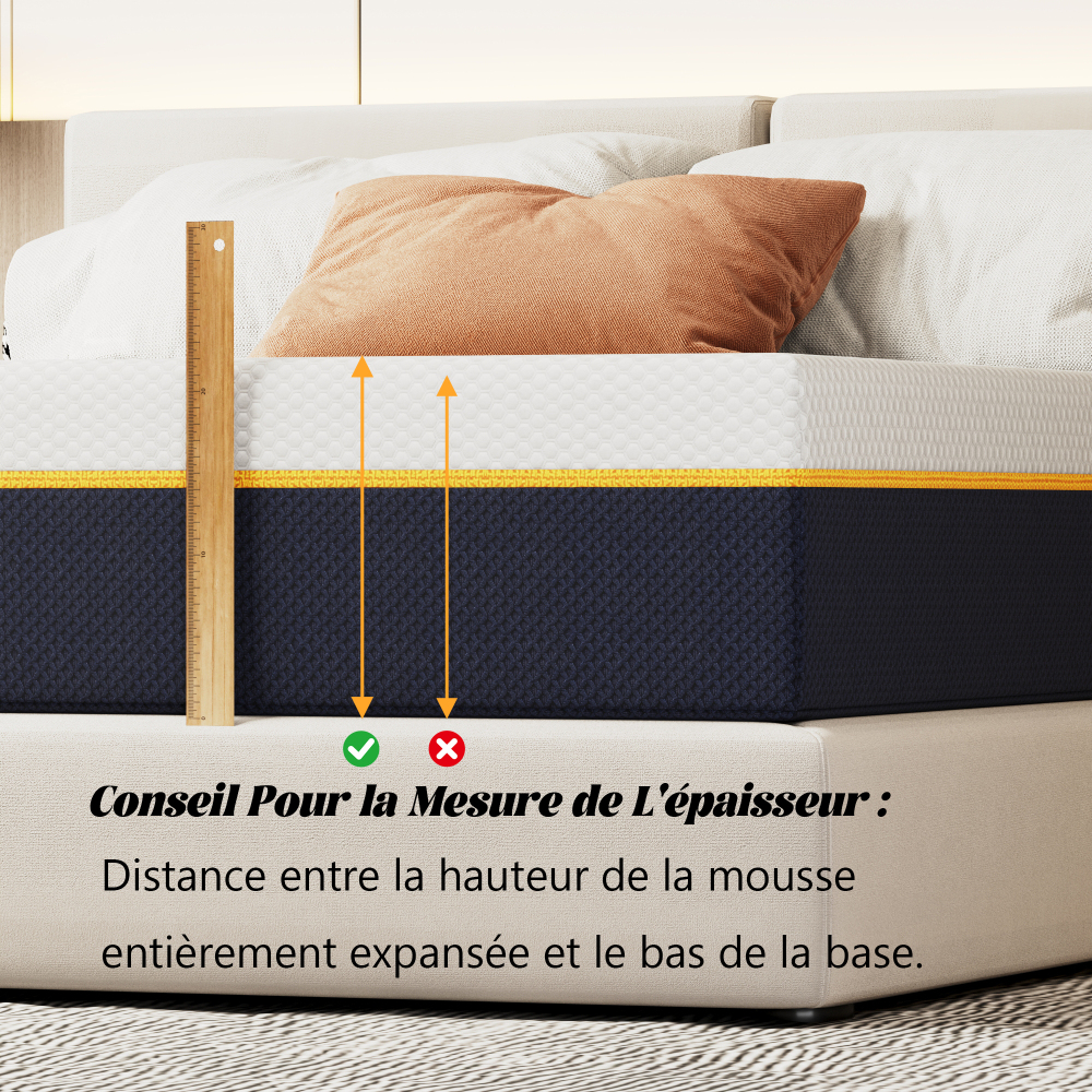 DEWINNER Matelas Épaisseur 17 cm, Mousse A Mémoire + Mousse de Charbon de Bambou, Soutien Haute Resilience, Respirant, Hypoallergénique, avec Housse Amovible et Lavable