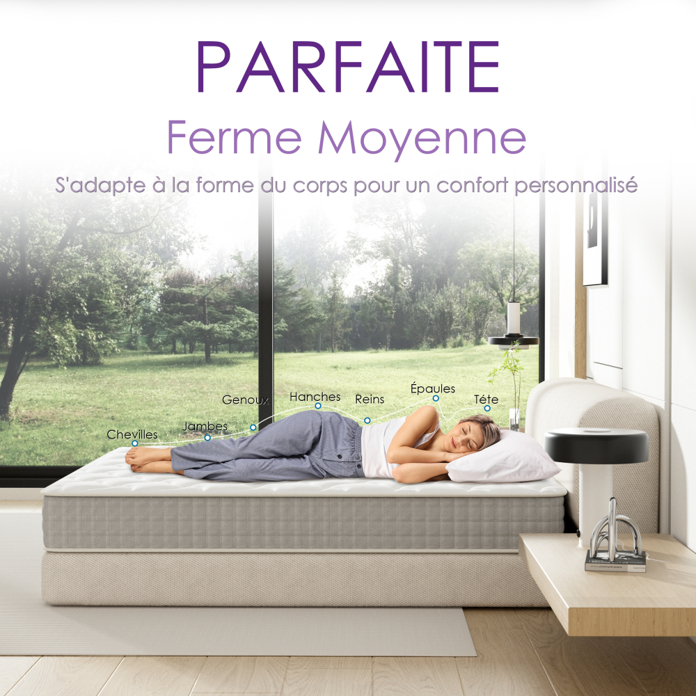 DEWINNER 20cm Thick 7-Zone Pocket Spring Memory Foam Mattress, Firm Support & Motion Isolation