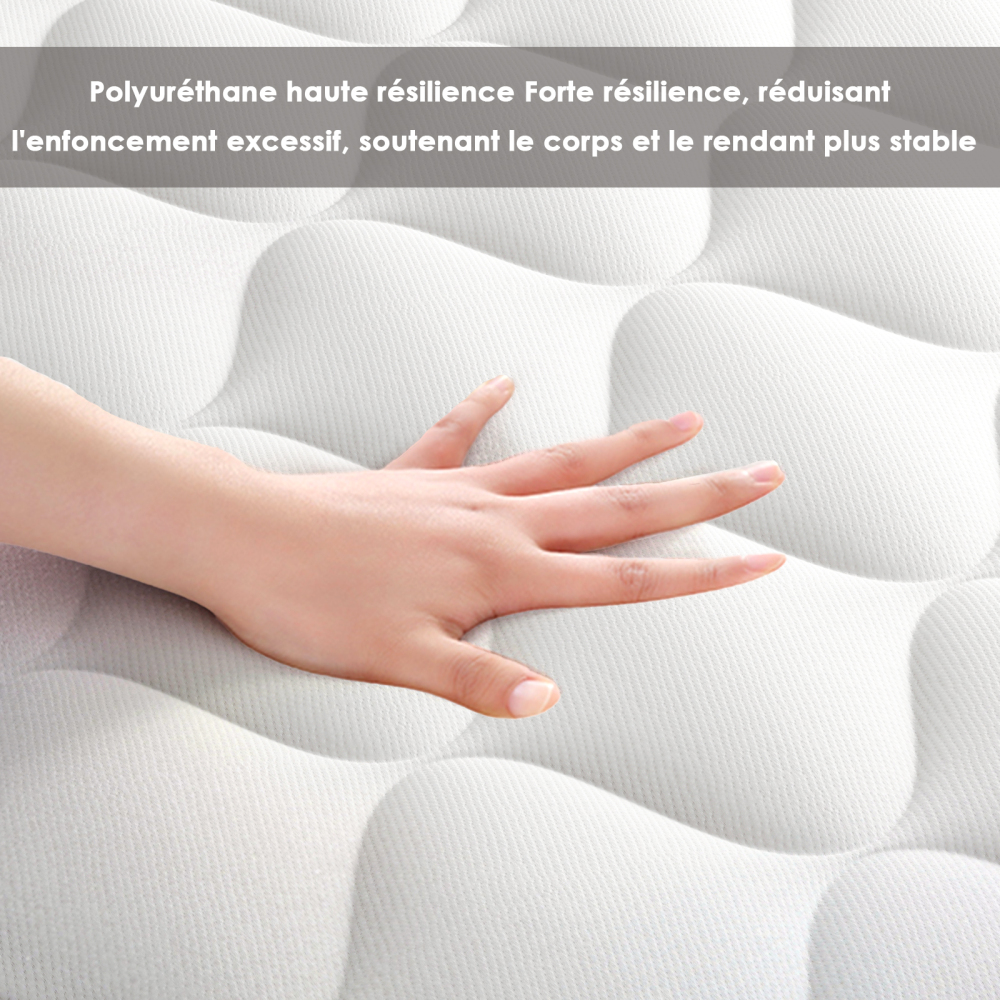 Mattress & Bed Base Set | Pocket Spring Mattress + Sturdy Metal Bed Frame with 6 Legs, Complete Bed,  High Resilience & Breathable
