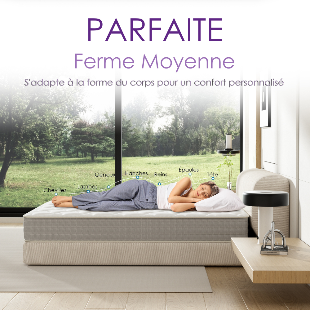 DEWINNER 20cm Thick 7-Zone Pocket Spring Memory Foam Mattress, Firm Support & Motion Isolation