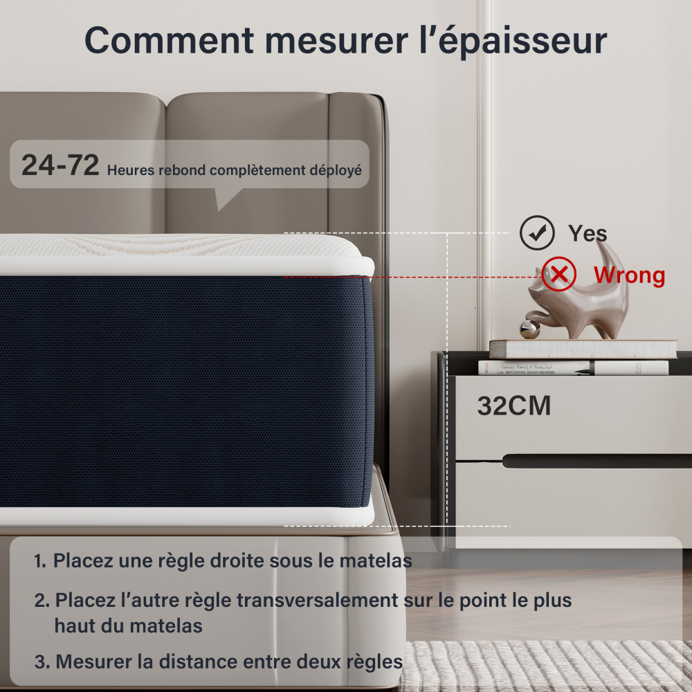 Memory Foam Mattress,  High Resilience Perfect Support, Breathable 7-Zone Design, Double-Sided Reversible Mattress.