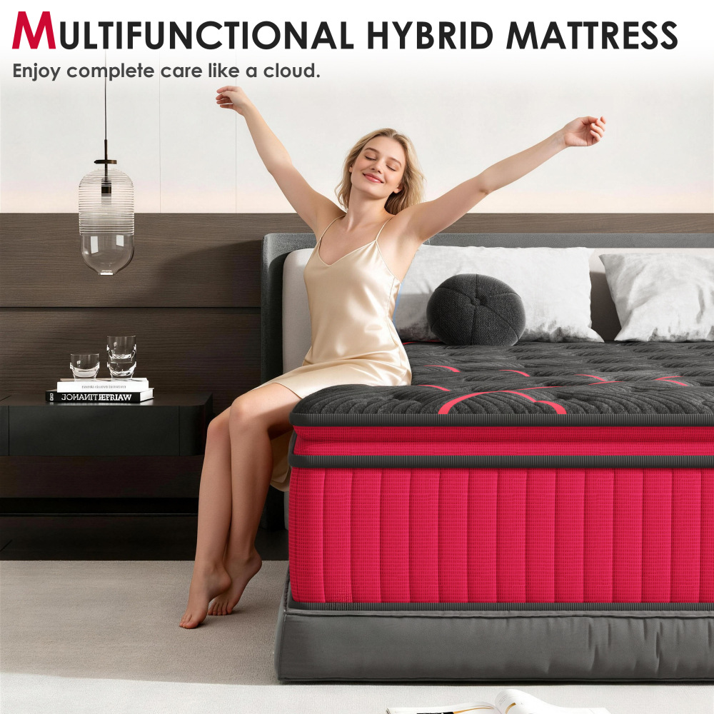 DEWINNER Mattress, Pocket Spring Mattress, Double Comfort Foam, H3/H4 Firm, 7-Zone Support, Motion Isolation, Hybrid