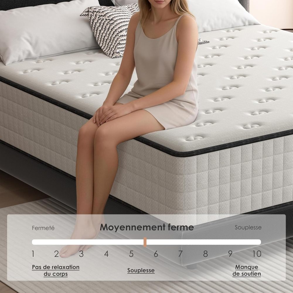 DEWINNER Mattress, Foam and Memory Foam,Perfect Support High Resilience,Ultra Breathable,Reversible Mattress With Two sides, Fully usable