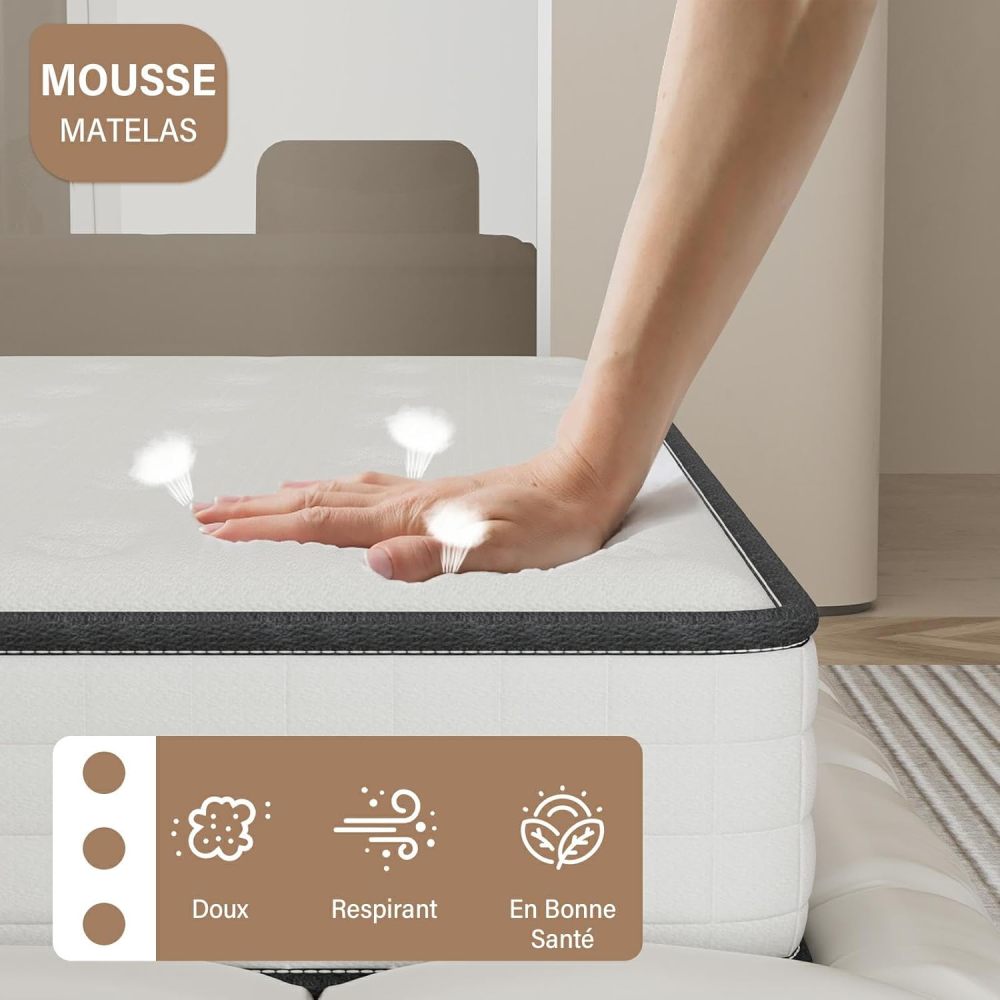 DEWINNER Mattress, Foam and Memory Foam,Perfect Support High Resilience,Ultra Breathable,Reversible Mattress With Two sides, Fully usable