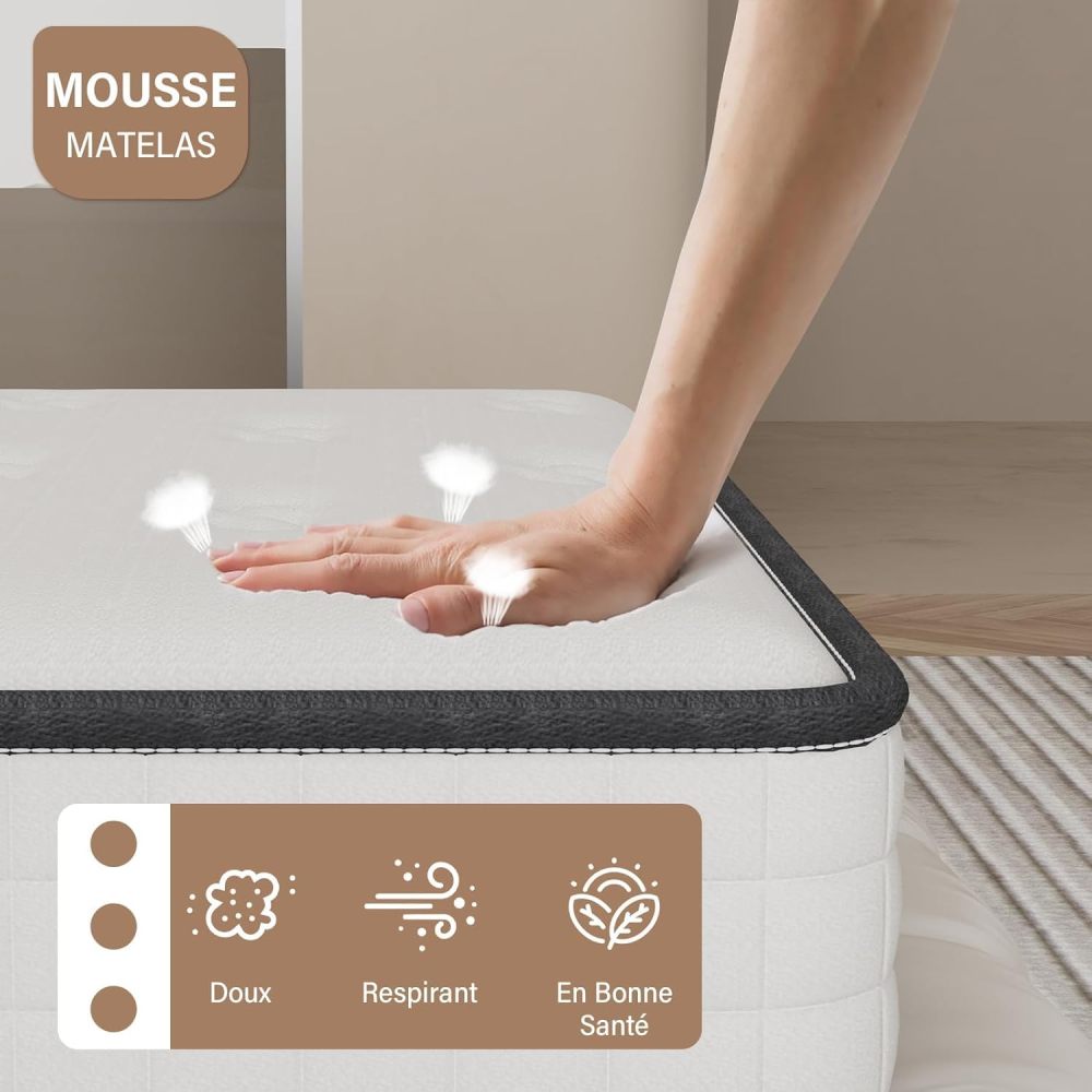 DEWINNER Mattress, Foam and Memory Foam,Perfect Support High Resilience,Ultra Breathable,Reversible Mattress With Two sides, Fully usable
