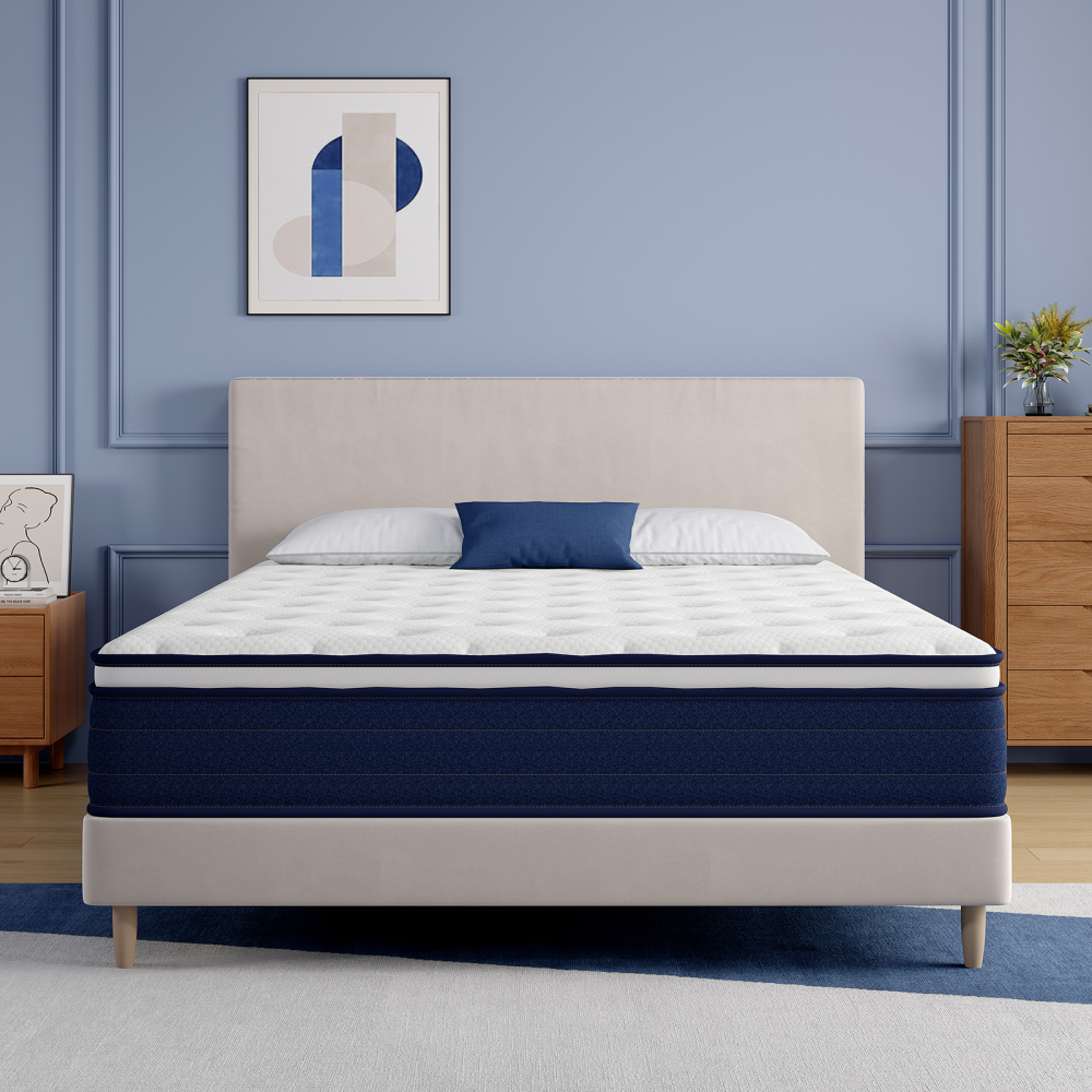 TEENO Matelas à Ressorts ensachés, Matelas à Ressorts ensachés 7 Zones, Trois Faces, Douceur Moyenne, Confort et respirabilité, Anti-bactérien et Anti-acarien
