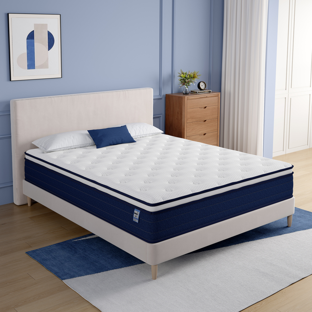TEENO Matelas à Ressorts ensachés, Matelas à Ressorts ensachés 7 Zones, Trois Faces, Douceur Moyenne, Confort et respirabilité, Anti-bactérien et Anti-acarien