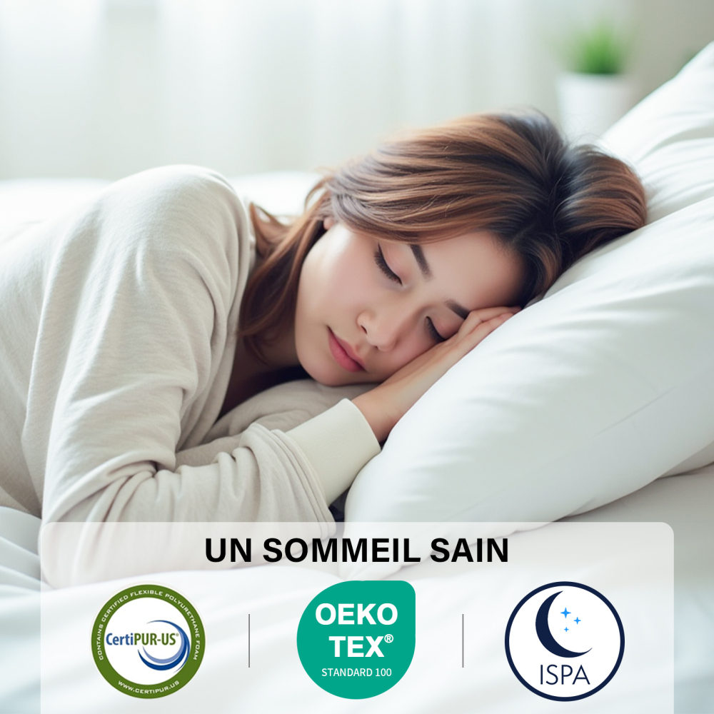 TEENO Matelas à Ressorts ensachés, Matelas à Ressorts ensachés 7 Zones, Trois Faces, Douceur Moyenne, Confort et respirabilité, Anti-bactérien et Anti-acarien