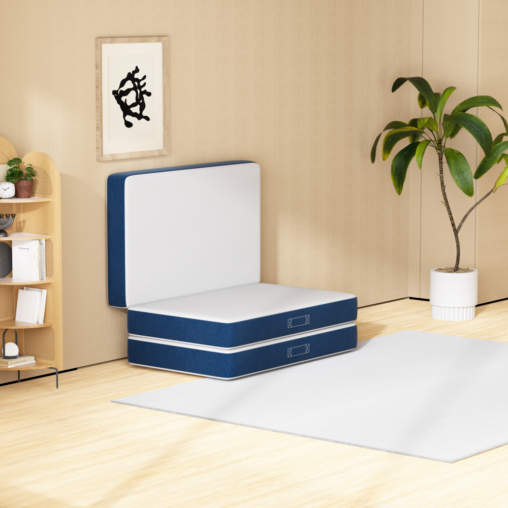 DEWINNER Triple Folding Mattress, Versatile Guest Mattress, 15cm Thick Foam, Removable and Machine-Washable Cover, Carrying Handle for Easy Transport