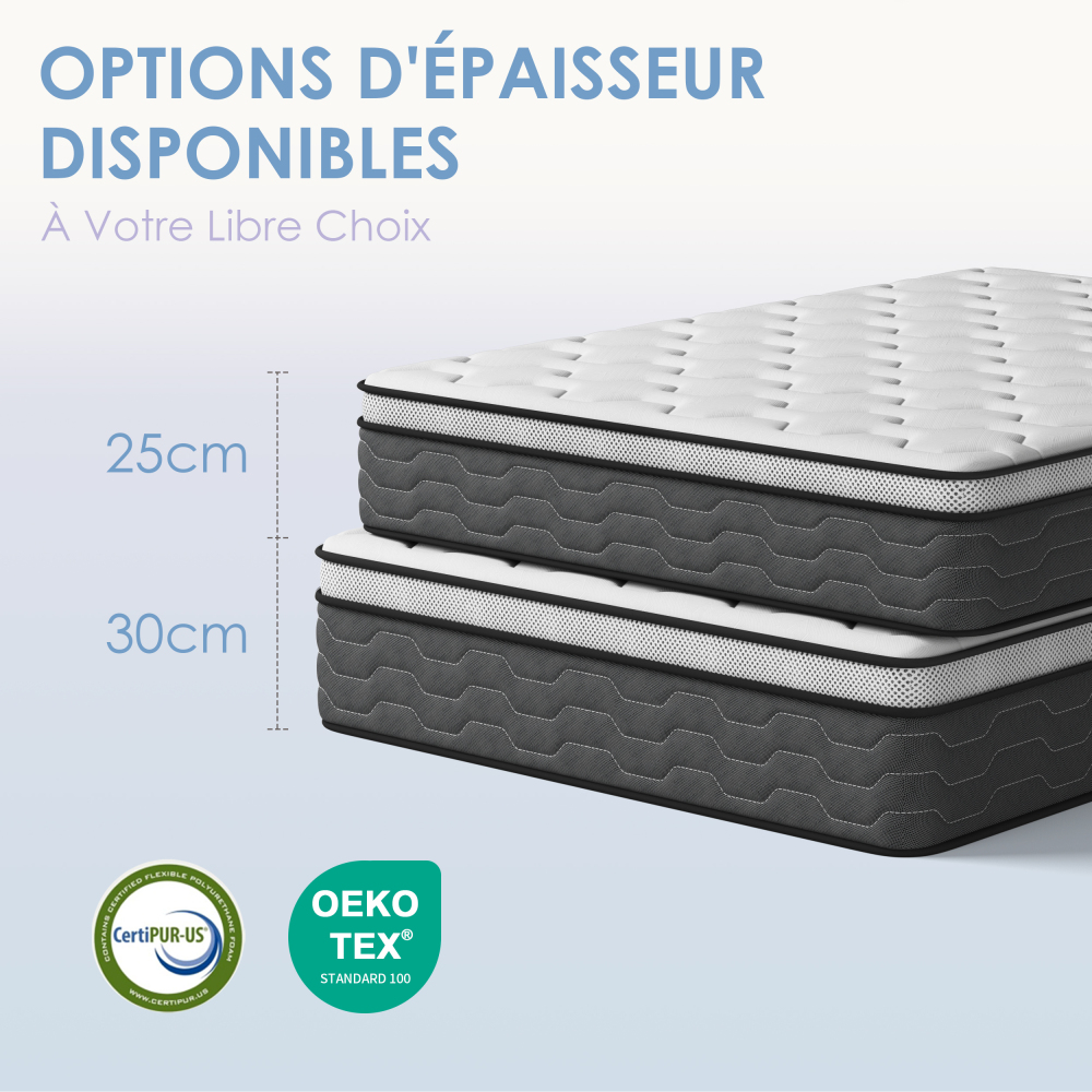 DEWINNER 7-Zone Pocket Spring Memory Foam Mattress, Firm Support & Motion Isolation