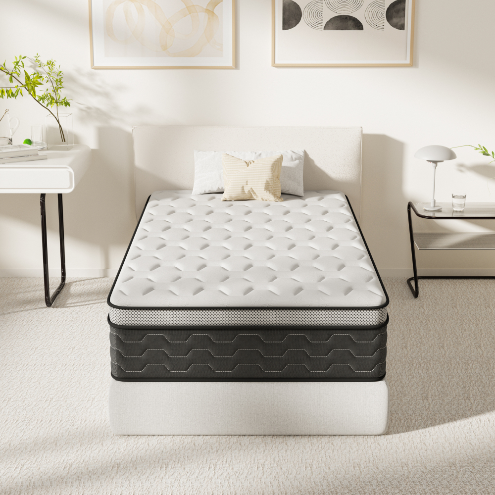 DEWINNER 7-Zone Pocket Spring Memory Foam Mattress, Firm Support & Motion Isolation