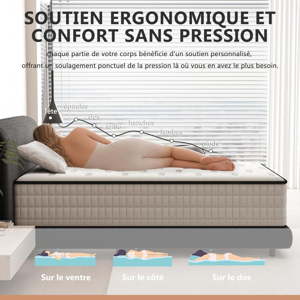 DEWINNER Mattress, Foam and Memory Foam,Perfect Support High Resilience,Ultra Breathable,Reversible Mattress With Two sides, Fully usable