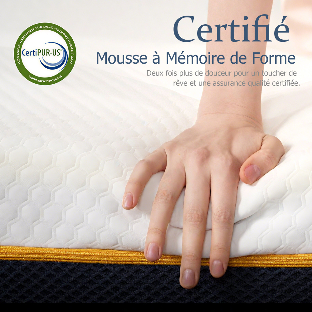 DEWINNER Matelas Épaisseur 17 cm, Mousse A Mémoire + Mousse de Charbon de Bambou, Soutien Haute Resilience, Respirant, Hypoallergénique, avec Housse Amovible et Lavable