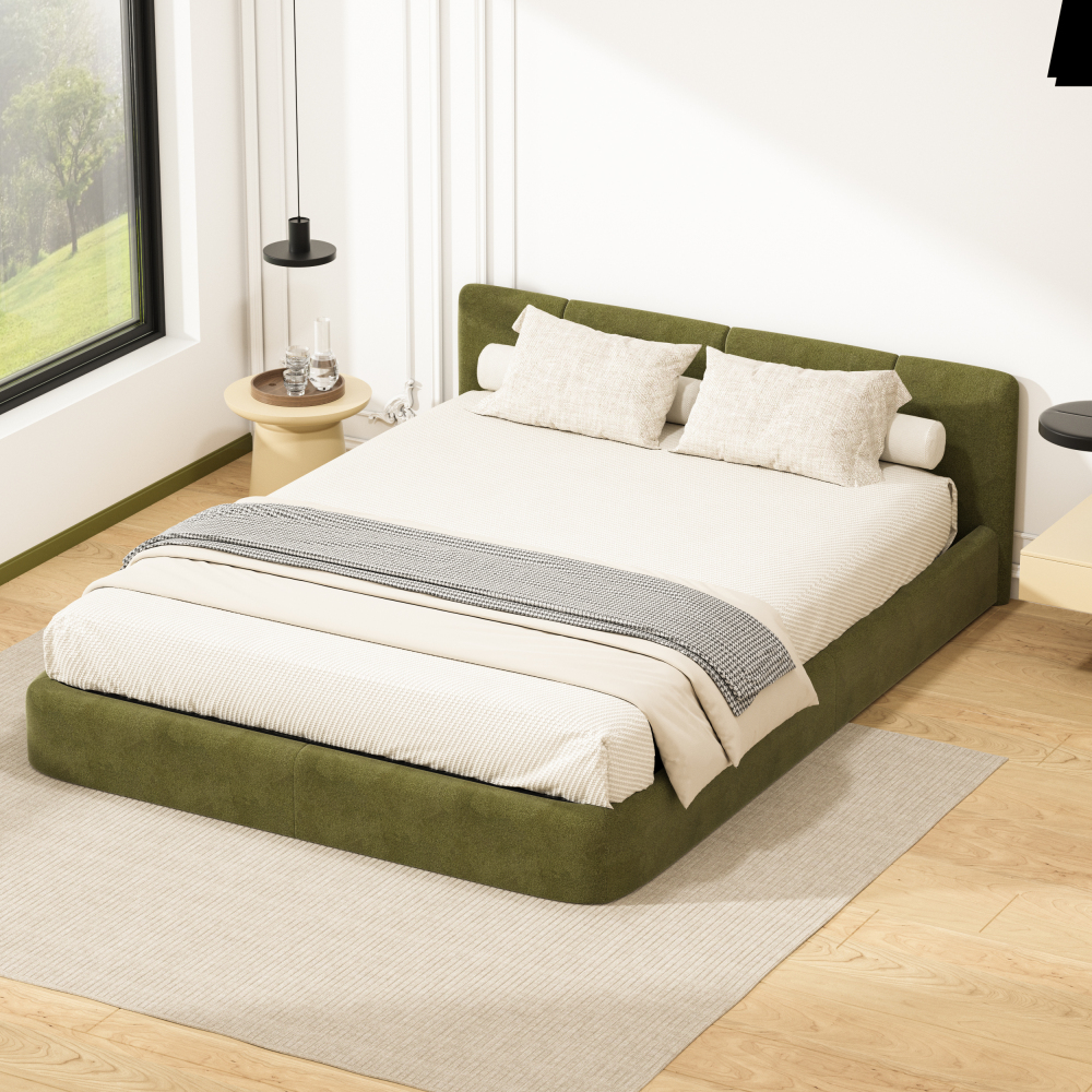DEWINNER Poplar Slatted Bed Base | Black Reinforced Frame, Tool-Free Assembly, Boxspring Compatible