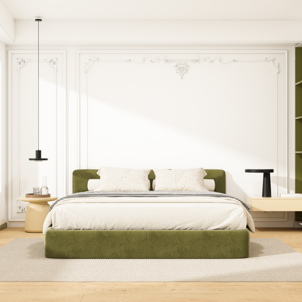 DEWINNER Poplar Slatted Bed Base | Black Reinforced Frame, Tool-Free Assembly, Boxspring Compatible