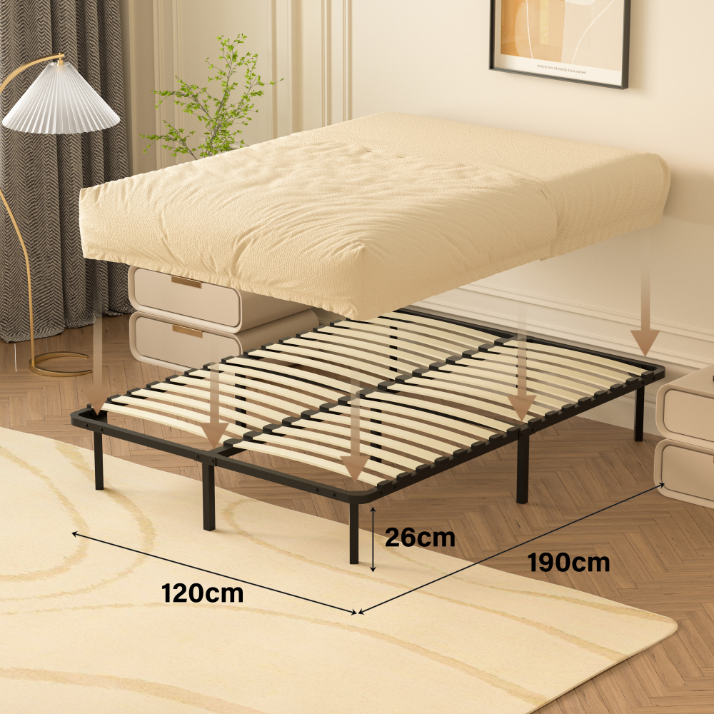 DEWINNER Slatted Bed Base | Double Bed Frame , 2 Sets of 18 Slats, 29cm Frame Height, Quick & Easy Assembly