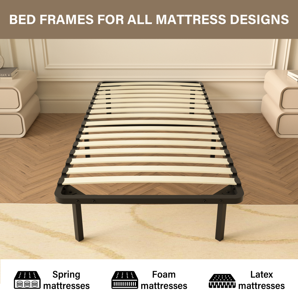 DEWINNER Slatted Bed Base | Double Bed Frame , 2 Sets of 18 Slats, 29cm Frame Height, Quick & Easy Assembly