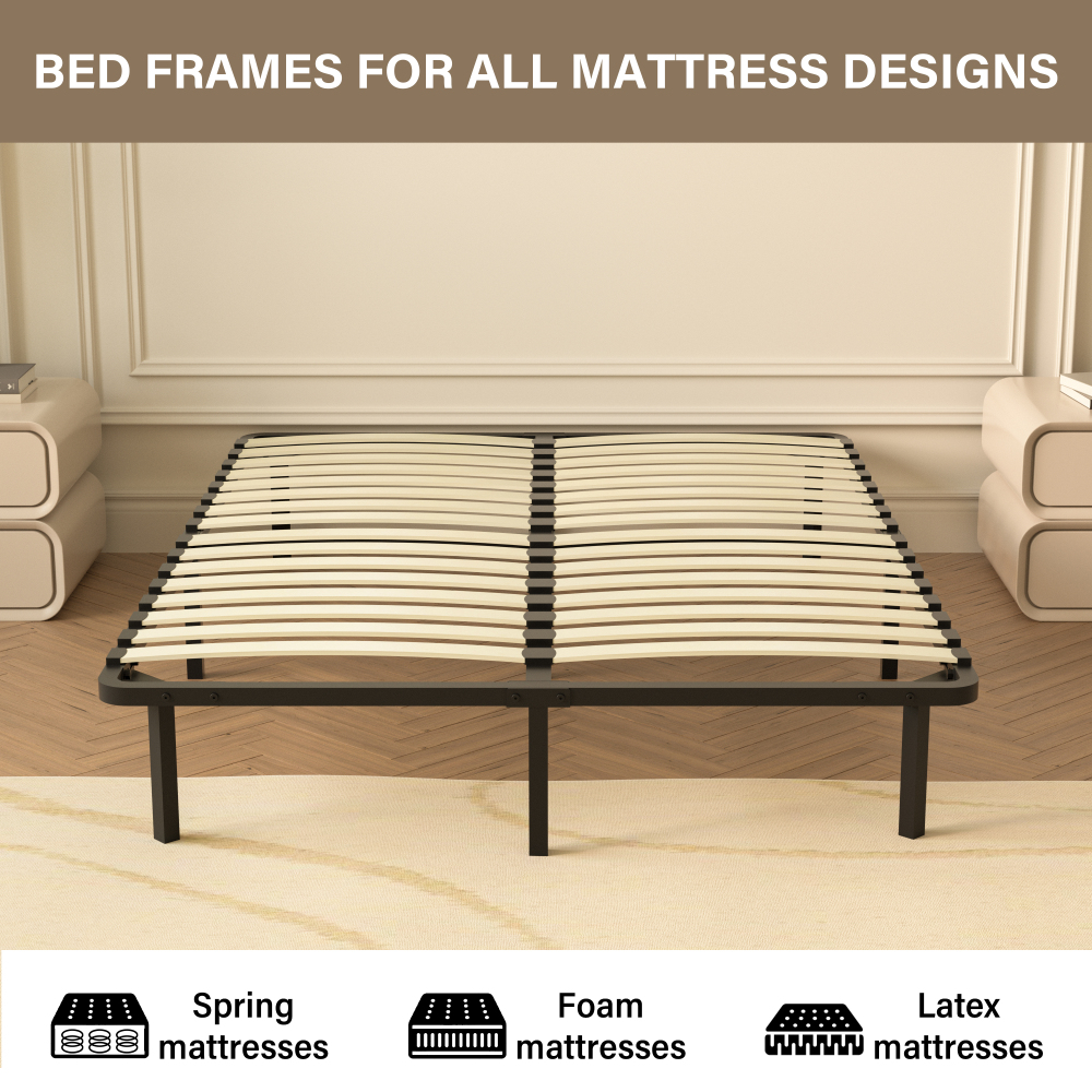 DEWINNER Slatted Bed Base | Double Bed Frame , 2 Sets of 18 Slats, 29cm Frame Height, Quick & Easy Assembly