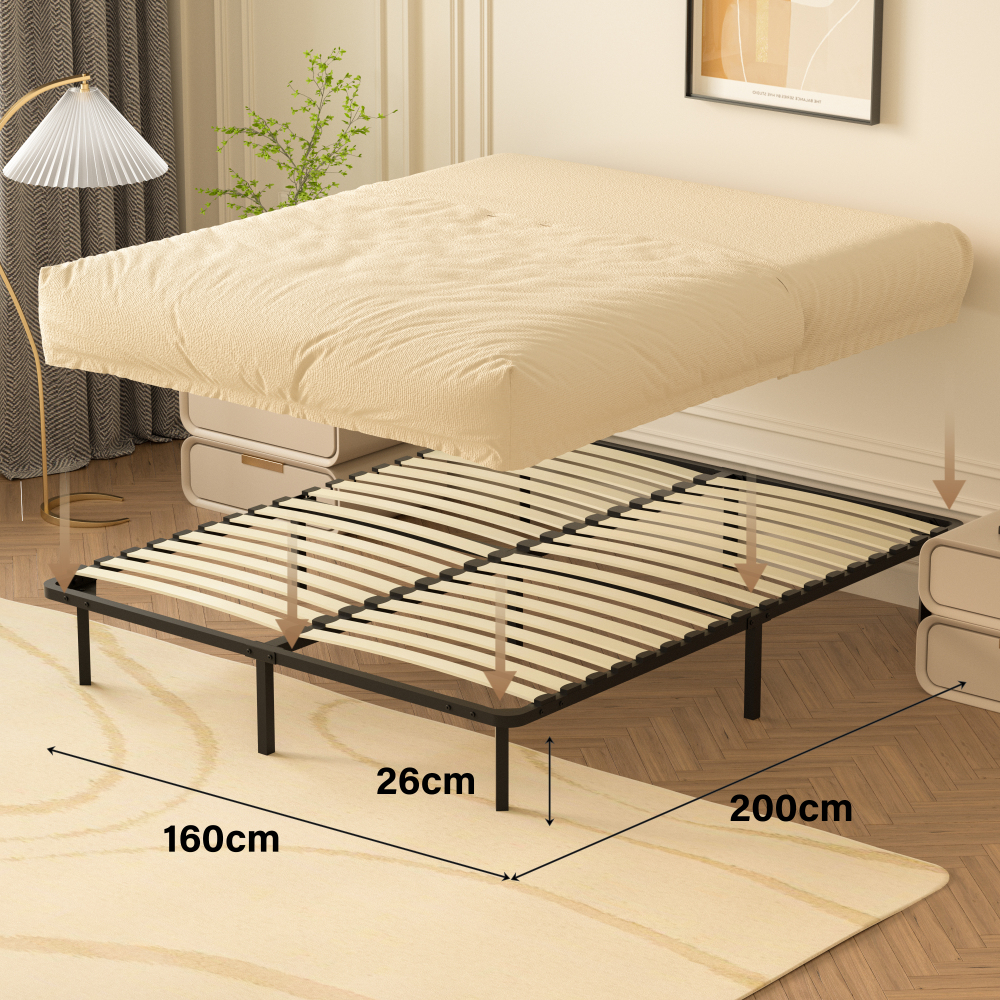 DEWINNER Slatted Bed Base | Double Bed Frame , 2 Sets of 18 Slats, 29cm Frame Height, Quick & Easy Assembly