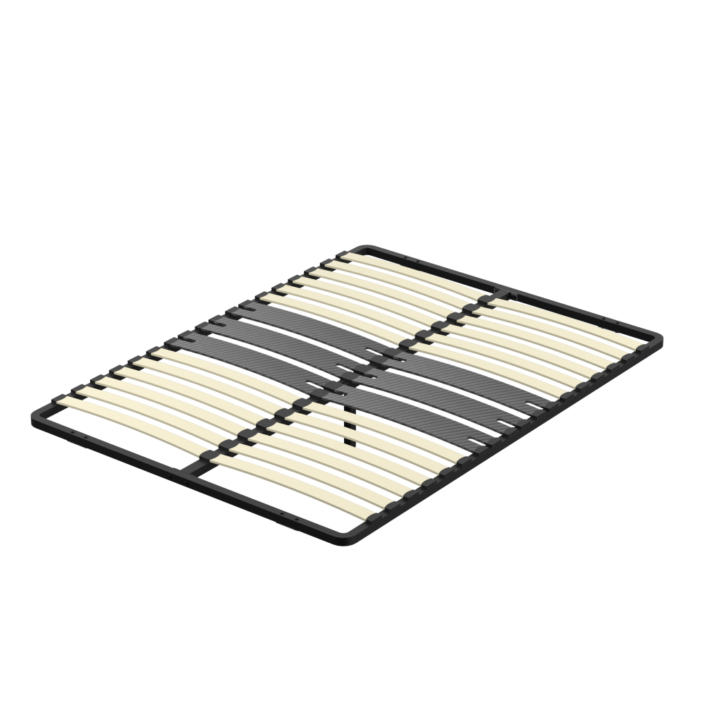 DEWINNER Poplar Slatted Bed Base | Black Reinforced Frame, Tool-Free Assembly, Boxspring Compatible
