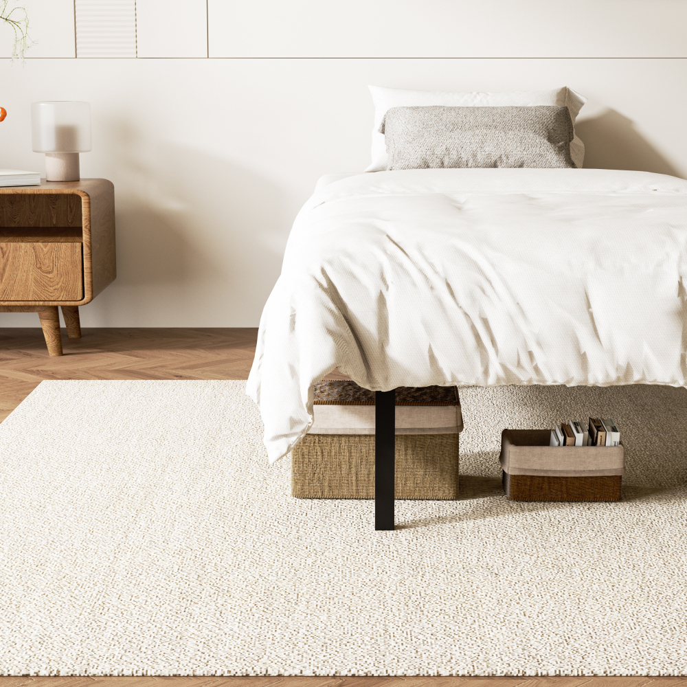 DEWINNER Sturdy Slatted Metal Bed Base | 14 Poplar Wood Slats, 6 Support Legs, Adjustable Central Reinforcement