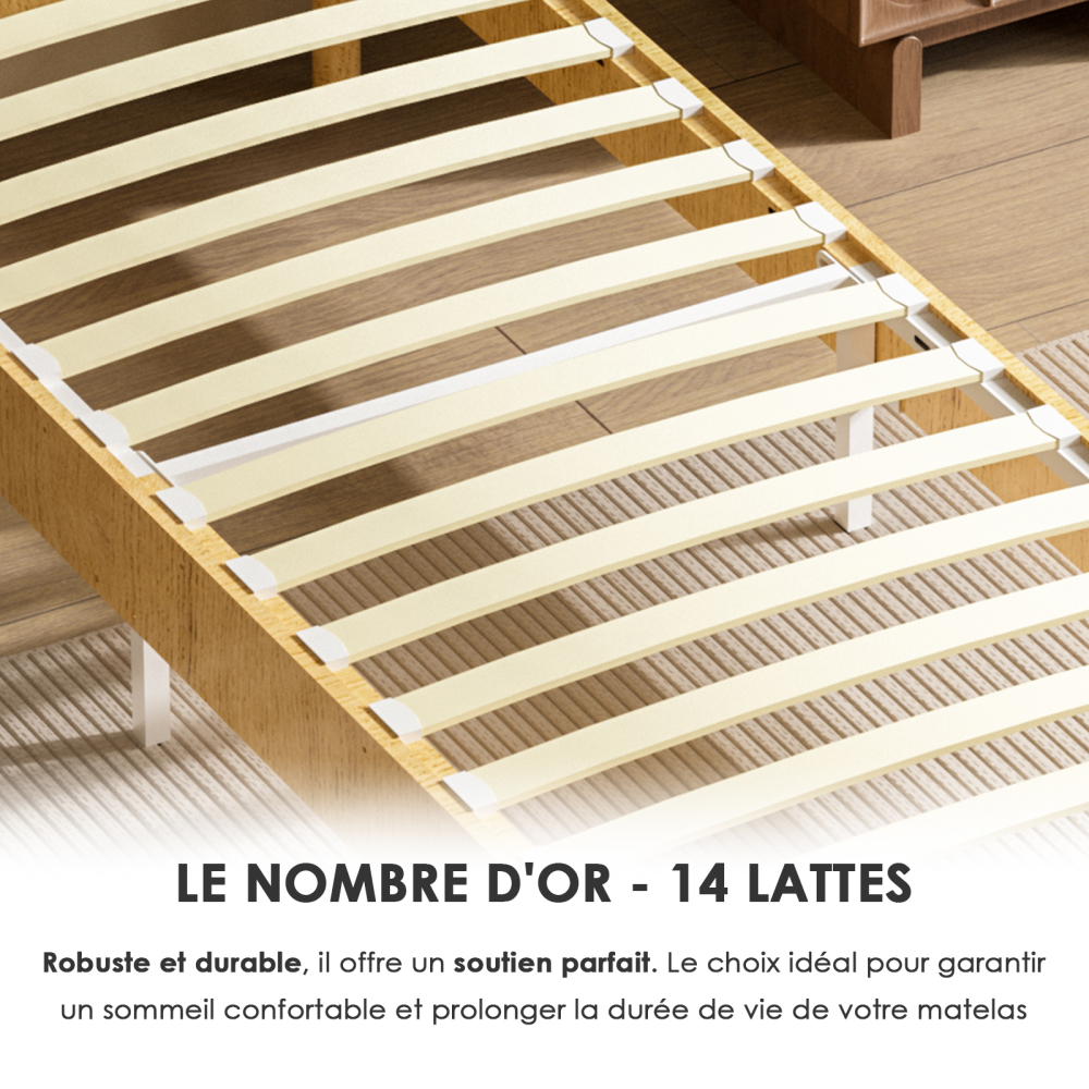 DEWINNER Sommier Tapissier Sommier Lit Simple 6 Pieds Surmatelas en Mousse Haute Densité Hauteur avec Pieds 29 CM