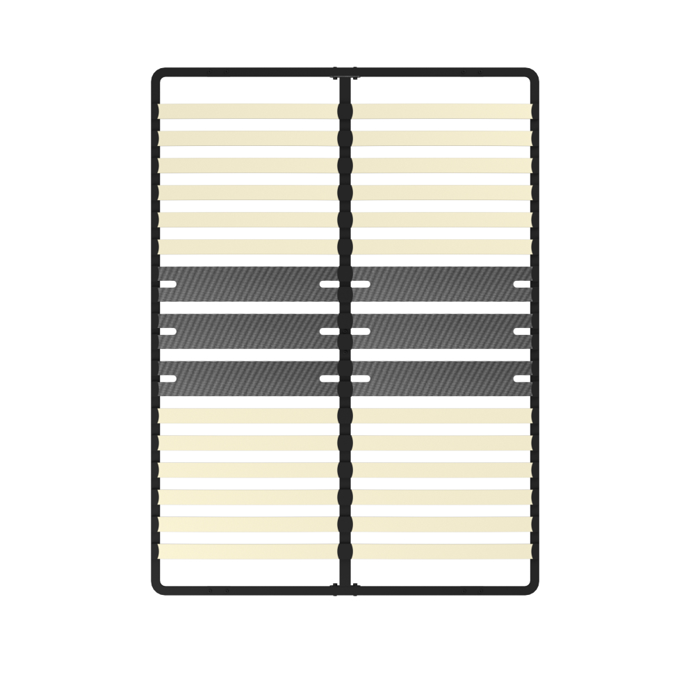DEWINNER Poplar Slatted Bed Base | Black Reinforced Frame, Tool-Free Assembly, Boxspring Compatible