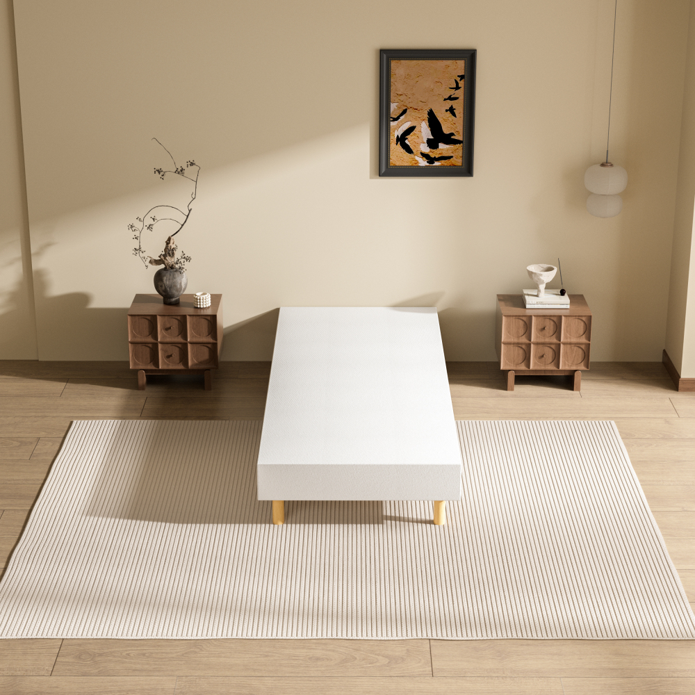 DEWINNER Sommier Tapissier Sommier Lit Simple 6 Pieds Surmatelas en Mousse Haute Densité Hauteur avec Pieds 29 CM